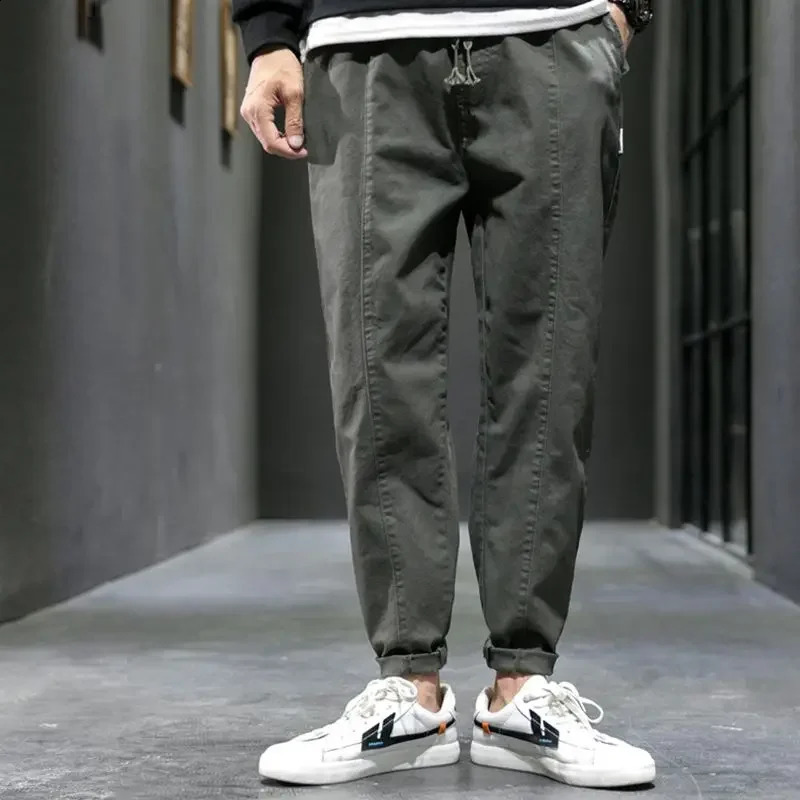 Spring Autumn Fashion Harajuku Y2K Solid Cotton Pants Man Straight Leg Loose Casual Trousers Hip Hop Streetwear Male Clothes 240911