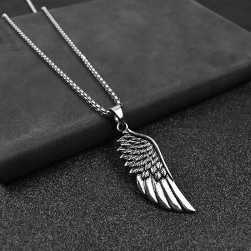 Hot Fashion Feather Mens Pendant Necklace Punk Retro Stainless Steel Box Chain Necklace Mens Jewelry Gift W240911