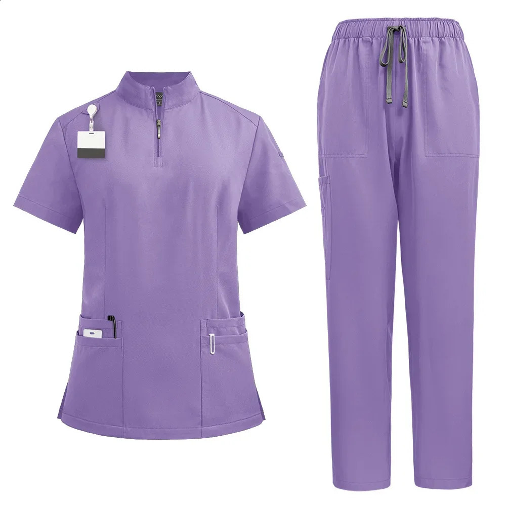 Various Colors Women Scrubs Sets Hospital Tops Pant Nurses Accessories Dental Clinic Beauty Salon Spa Workwear 240911