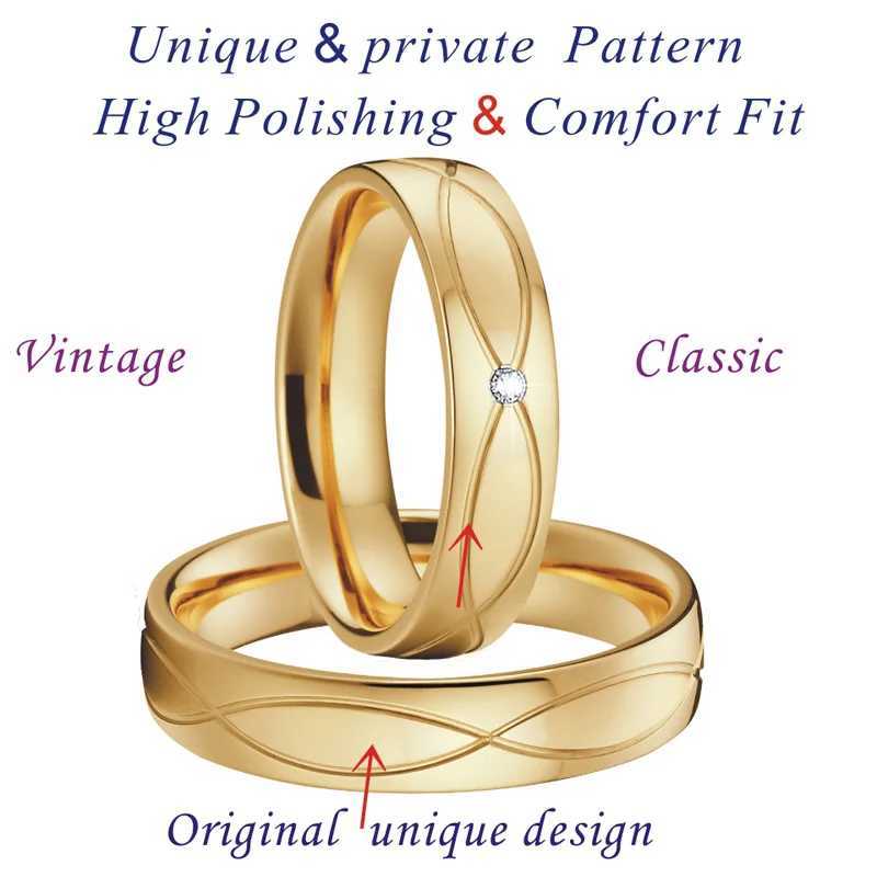 Retro wedding ring couples alliance 1 pair of 18k gold-plated jewelry fingers promise couples wedding ring W240925