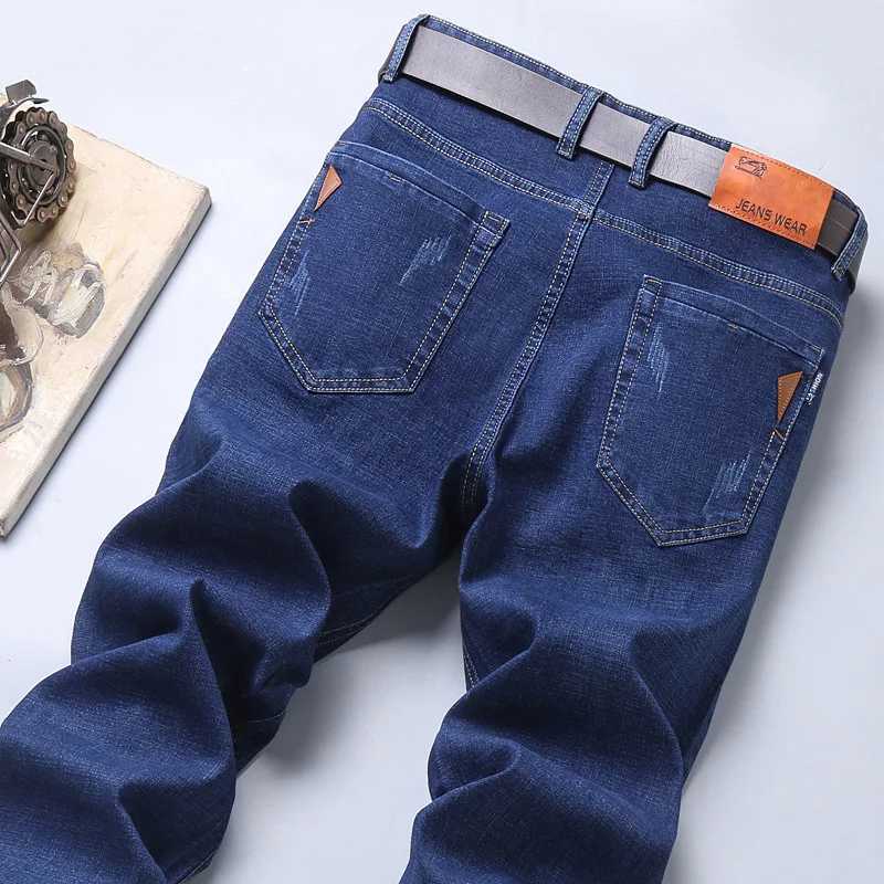 2024 New Mens Classic Style Luxury Brand High Quality Jeans Business Casual Stretch Ultra Thin Denim Pants Fashion Blue Black Trousers W241205