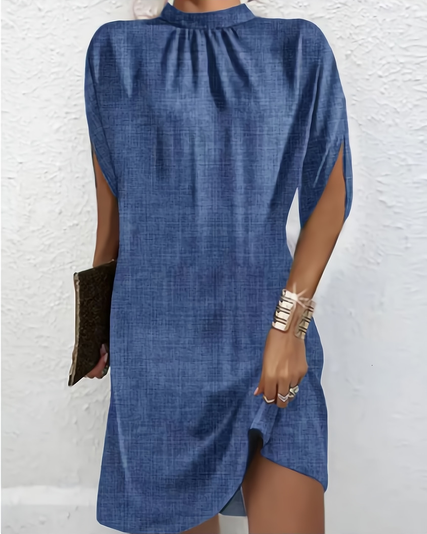 designer dresses 2024 european and american new women's fashion round neck loose bat sleeve round neck dress birthday dresses sexy birthday dress