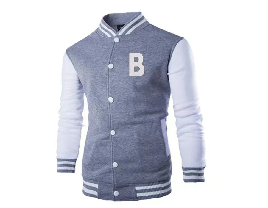 letter printed polyester top fashionable single chest casual baseball jacket loose open collar couple jacket 240906