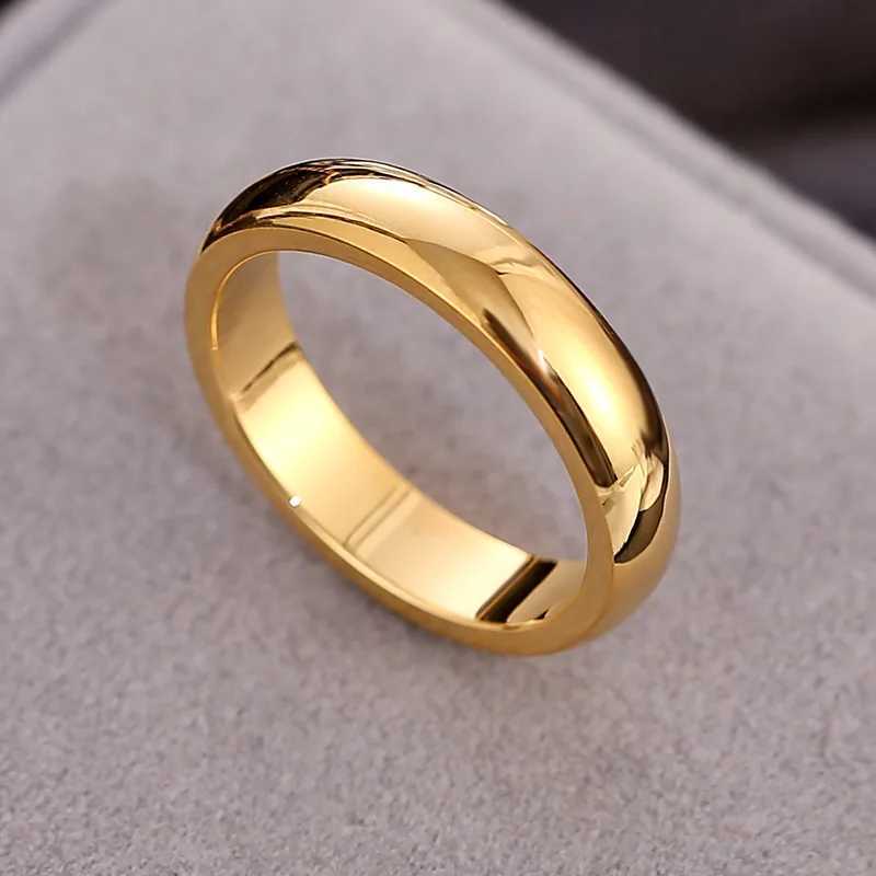 Simple luxurious gold titanium steel ring suitable for women fashion paradigms curved surfaces ordinary finger rings couple jewelry W240912