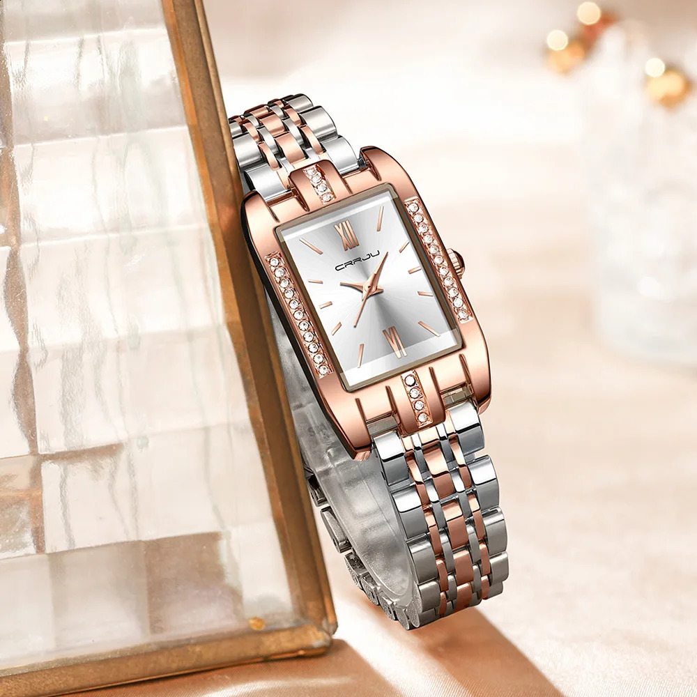 CRRJU Womens Watch Gold Diamond Quartz y Stainless Steel High Precision Waterproof 240912