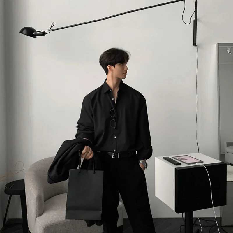 18-24 year old mens ultra-thin long sleeved shirt high-end British style suitable for casual occasions loose fit W240911
