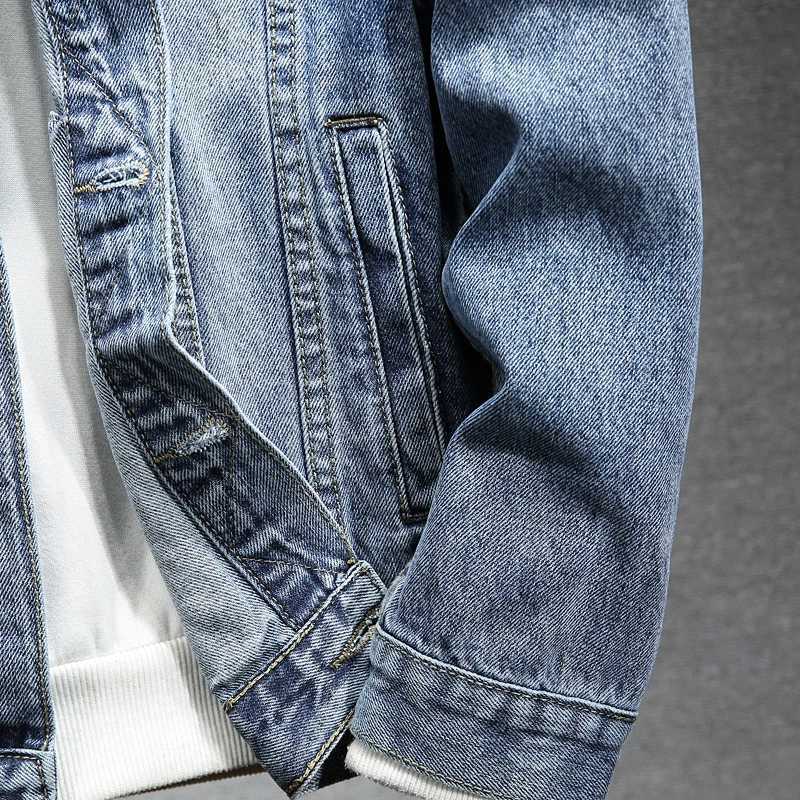 5XL 6XL denim jacket mens trendy brand Luffy casual jacket hip-hop street loose student tool trend W241011