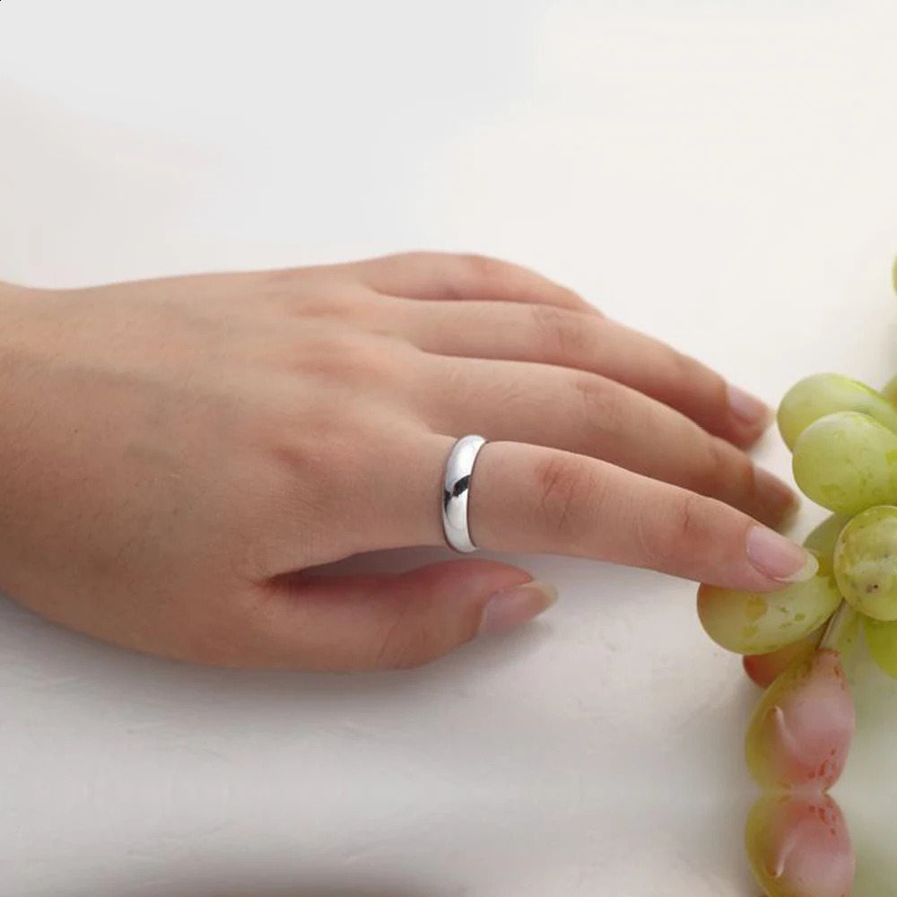 Fashionable couple ring 925 sterling silver smooth n ring Simple silver anniversary gift silver jewelry 240912