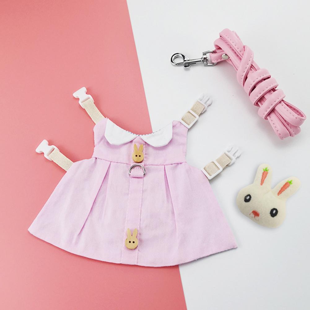 1 Set Pet Rabbit Princess Pink Clothes Hat Jewelry Costume Fine Workmanship Fabric Cartoon Pattern Adjustable Bunny Dress