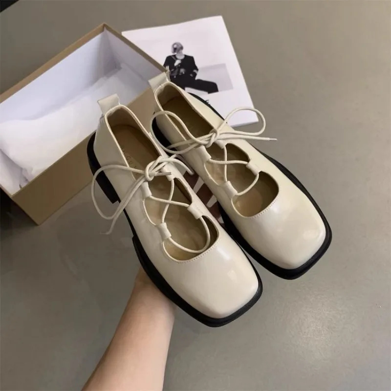 Women flats summer moccasin Fashion creepers lady loafers New Ladies Lace up platform Shoes mary jane shoes 240904