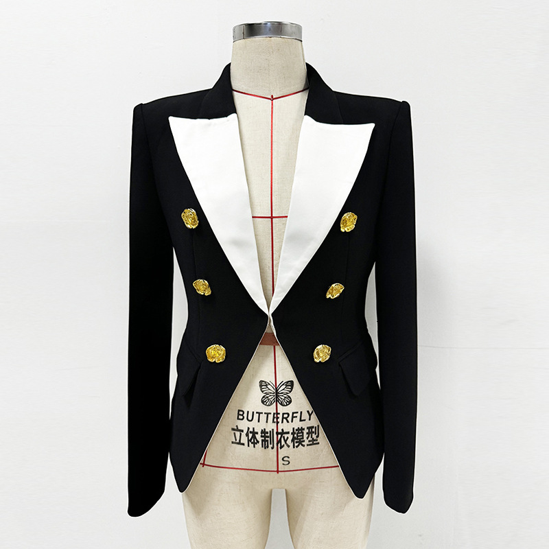 business suit In stock 2024 new european and american star fashion color blocked metal rose button slim fit suit jacket