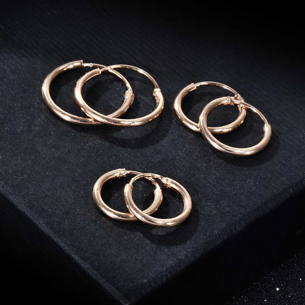 3 Pair/Set Fashion Punk Women Girl Simple Round Circle Small Ear Stud Earrings Punk Hip-hop Hoop Earrings Jewelry XJ250814