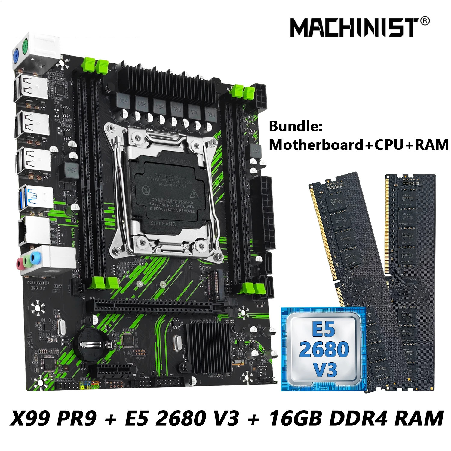 X99 motherboard kit with Intel Xeon E5 2680 V3 CPUDDR4 8GBx2 213Hz dual channel RAM computer combination X99 PR9 240909