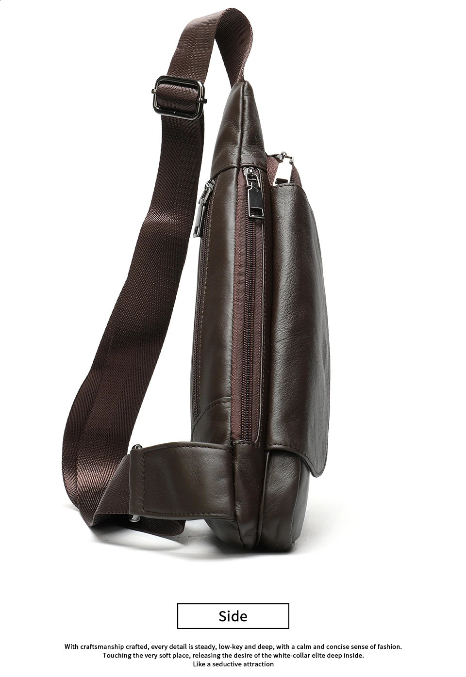 Retro leather mens chest bag soft cowhide leather sling bag shoulder bag backpack outdoor riding bag 240907