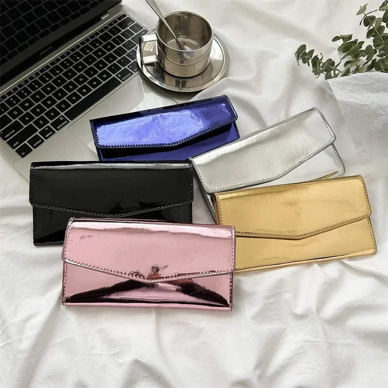 Fashion Women Long Patent Leather Wallets Purses Female Handbags Coin Purse Cards Holder ID Holder Foldable Wallet Lady Clutch 240909