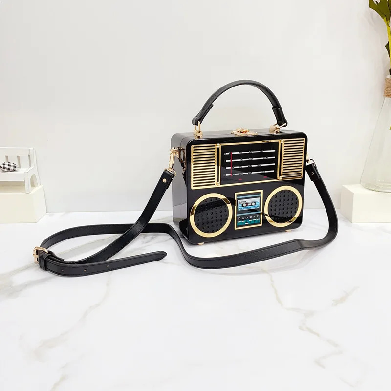 Vintage Radio Acrylic Bags For Women Box Shaped Clutch Purses and Handbag Elegant Evening Party Shoulder Crossbody Bag 240906 bb6c 4