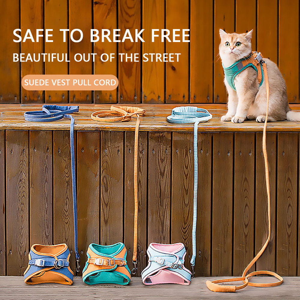 Cat Harness, Cat Leash and Harness Set with Reflective Strips, Escape Proof Easy Walk Harness, Dog Vest for Puppy Kitten Rabbit