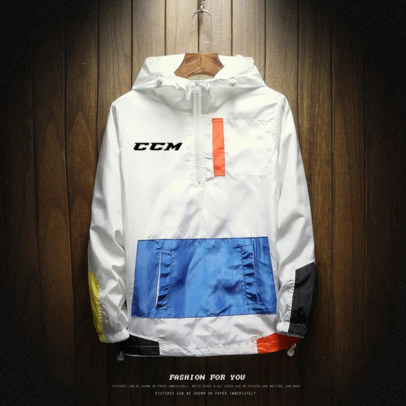 CCM premium Spring and Autumn bomber jacket mens casual solid windproof zipper thin hooded jacket mens plus size 7XL 240906