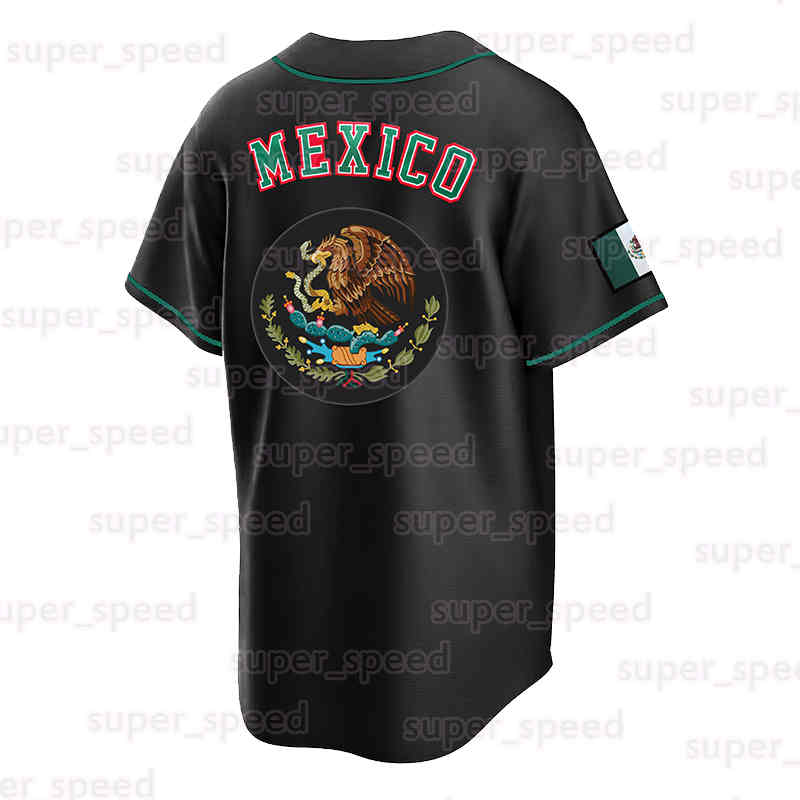 De Mexico Flag Men Baseball Jersey Black Button Down Short Sleeve Hip Hop Sports Shirt Clothing Embroidered Fashion Clothes
