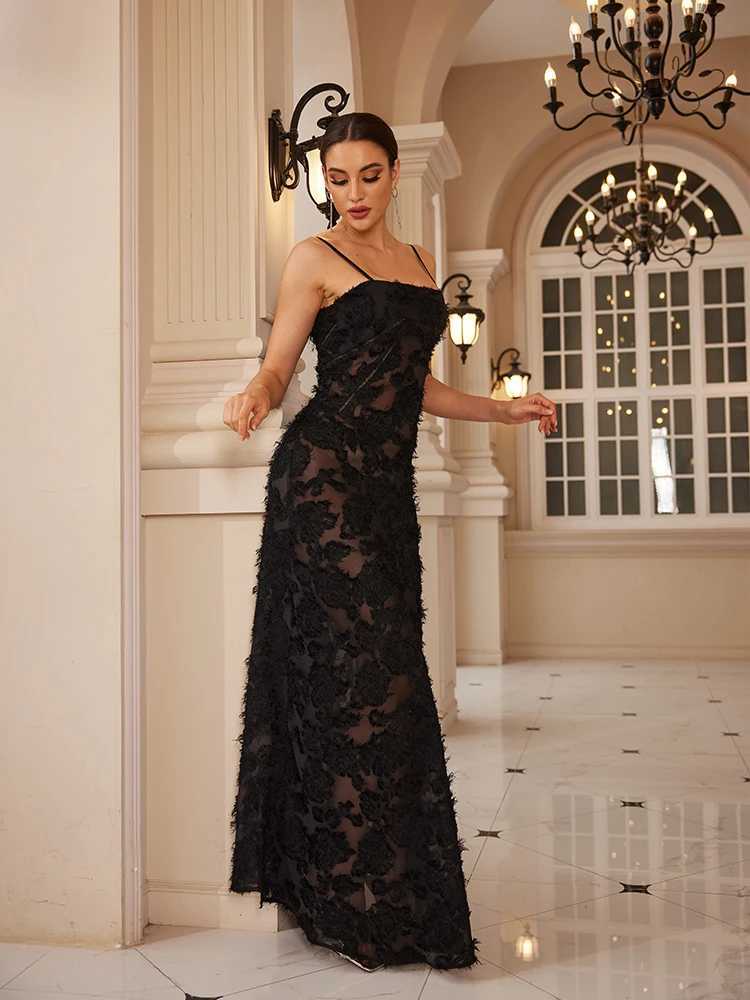 Mingmingxi Formal Occasion Dresses Maxi Black Appliques Dresses for Dancing Parties Long Elegant and Beautiful Women DressX240912