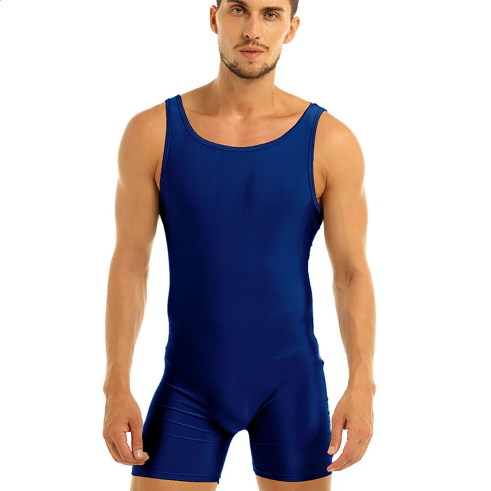 Mens Performance Wrestling Singlets Race Suit Solid Color Sleeveless Boxing Skinsuit Weightlifting Tights Gym Training Clothing 240903