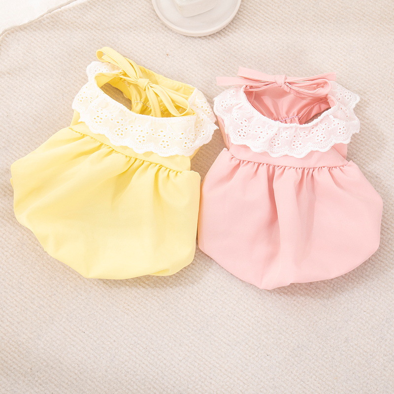 Spring Summer Cute Pumpkin lace Princess Dress Yorkshire Marzis Dog Cat Pet Clothes
