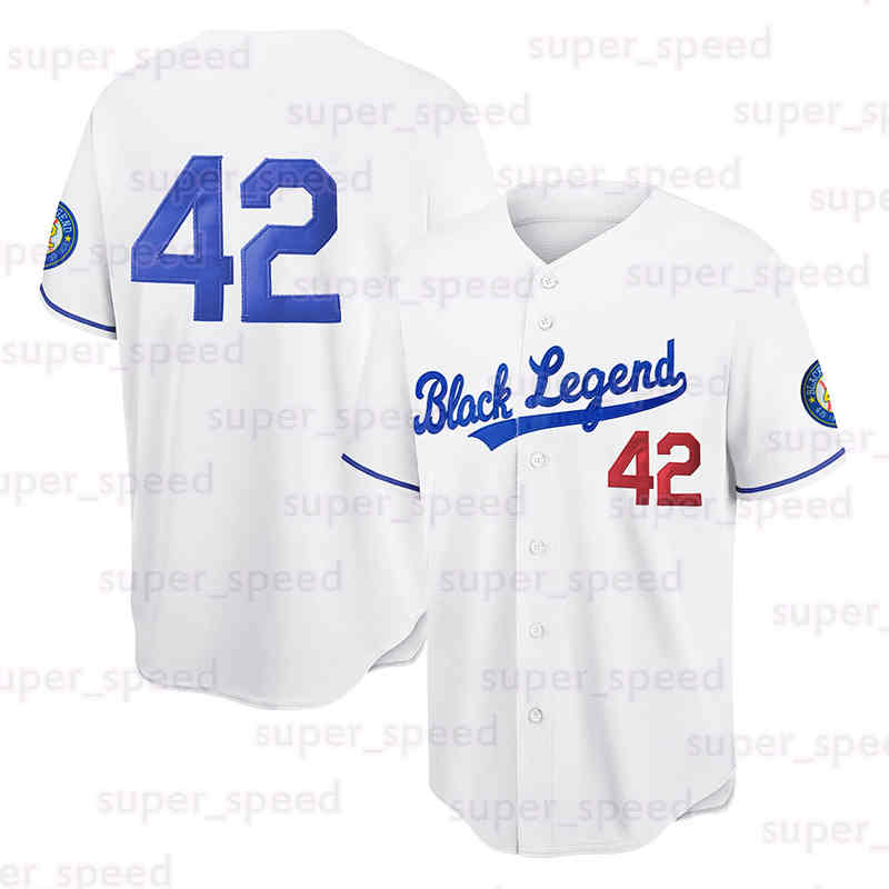 42 Black Legends Baseball Jersey 90s Men Adult White Jerseys Embroidered Stitched Short Sleeve Sports Shirt Clothing
