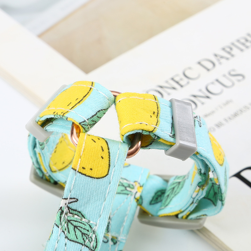 Adjustable Cat Harness Leash Set, Escape Proof Cat Harness H Shape Cat Harness Fruit Print Pattern for Cat Kitten Puppy Walking