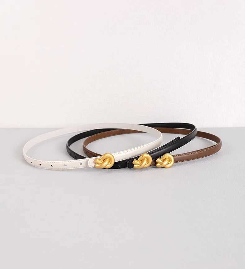 Genuine leather womens fashionable belt with buckle waist dress jeans gold buckle sweater luxurious design womens belt W240912