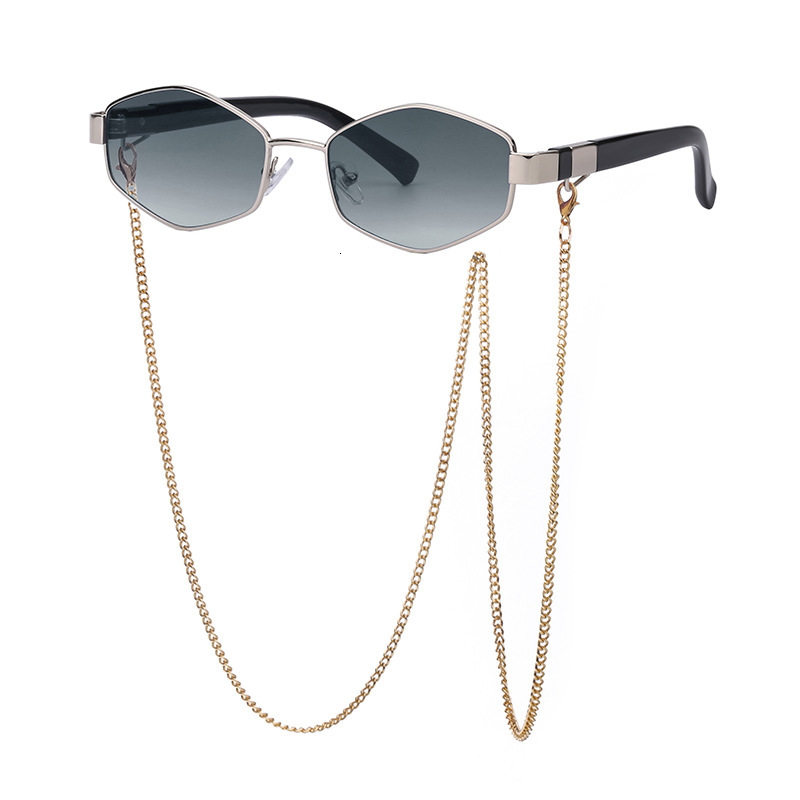 Fashion chain designer sunglasses women irregular frame sun glasses men Korean glasses