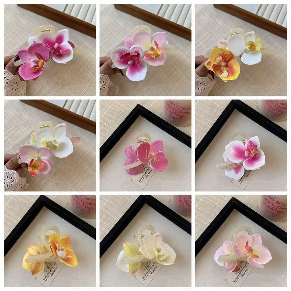 Cloth Flower Hair Claw Butterfly Orchid Bohemia Barrettes Large Shark Clip Korean Style Headwear Grab Clip Orchid Hair ClipX240912