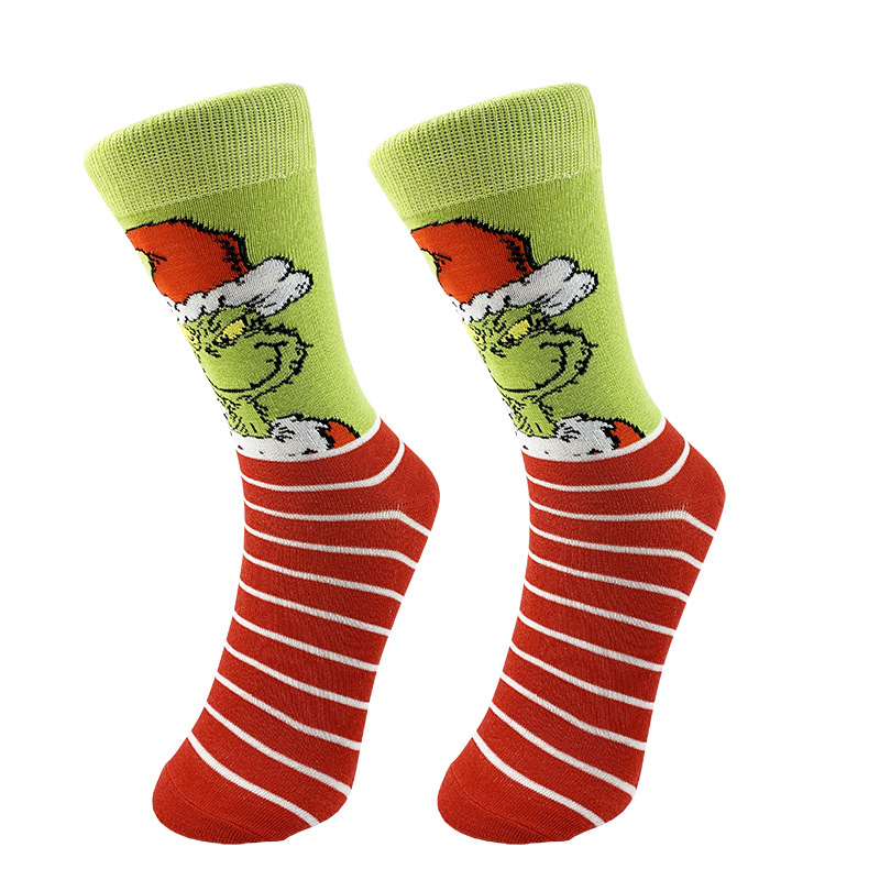 Grinch Knitting Socks Christmas Stockings Adult Holiday Crew Socks For Holiday Christmas Party Family Decoration