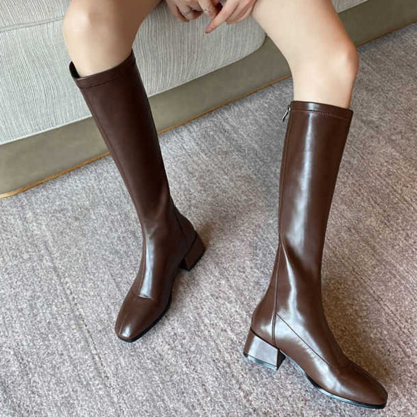 Long Tube Boots For Women Martin Boots Slimmer Winter New Style Fashion Boots Height Slim Boots High Tube Thick Heel Knight Boots 240826