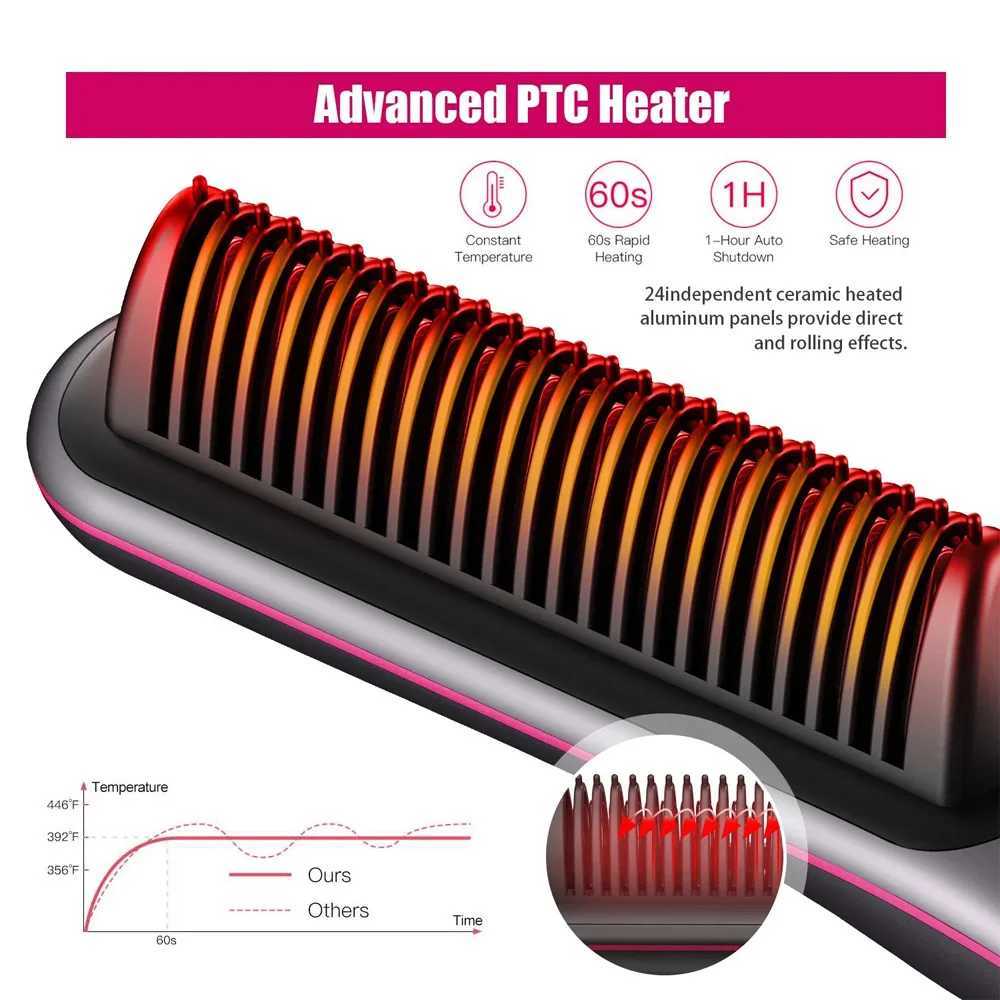 Hair Straightener Multifunctional Professional Men Beard Straightener Brush Grooming Hot Comb Beard Straightener Brush W250610