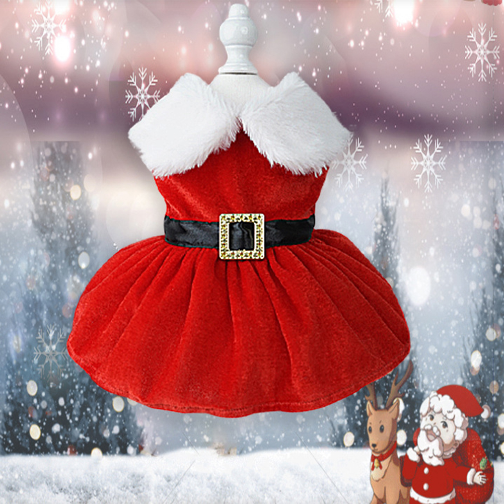 Cute Cats Dog Soft Small Pet Red Skirt Suit Comfortable Easy To Clean Christmas Dress Up Supplies H260130