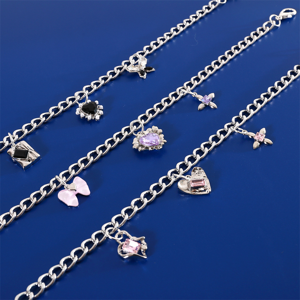 Pet Metal Necklace Gemstone Heart Bow Zircon Pendant Cat Collar Necklace for Cats and Small and Medium Dog Accessories Products