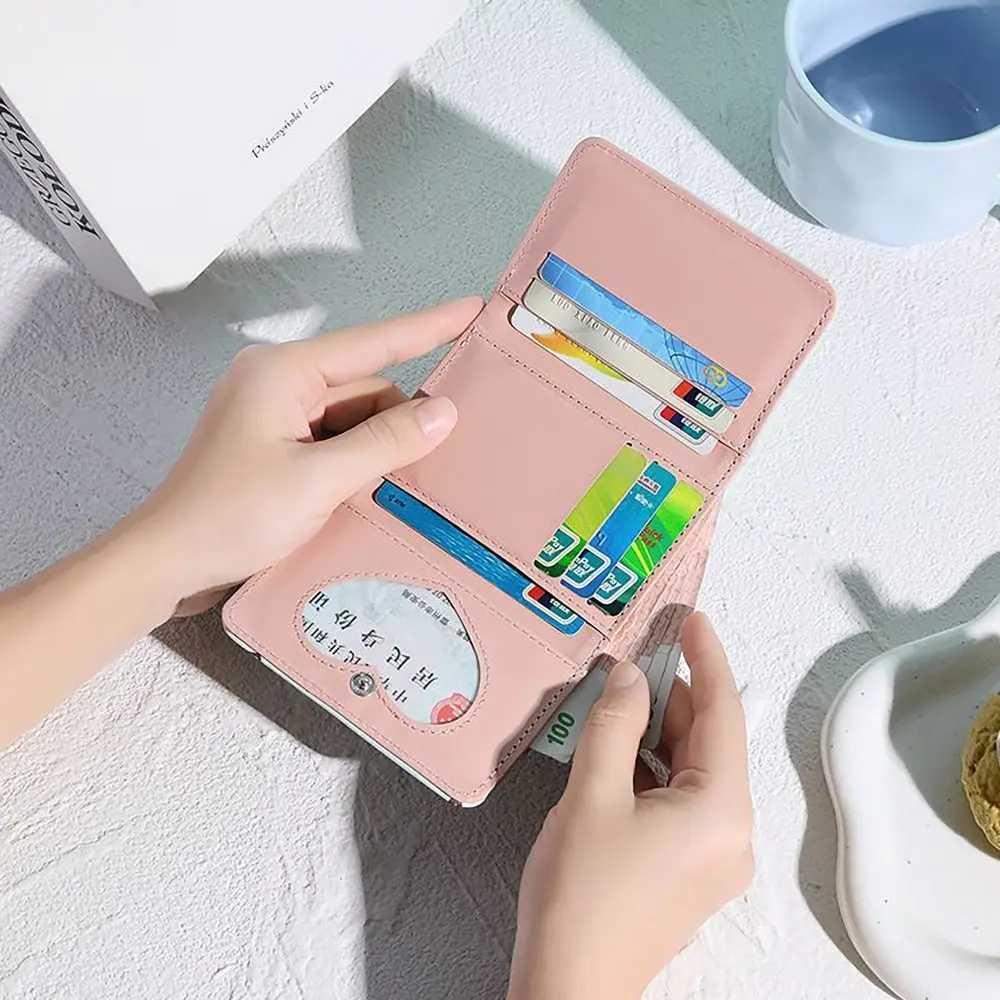 Mini 3 Folds Mey Coin Purse Cute Kitten Dog PU Leather Wallet Mey Bag INS Style Card Wallets for Girls Students GiftXJ241111