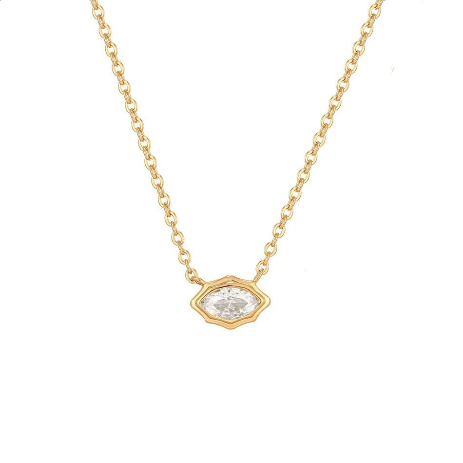 steel zircon oval pendant necklace suitable for women simple and fashionable gold-plated crystal wedding jewelry accessories 240911