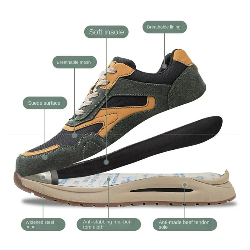 Unisex Men Women Casual Style Work Boots Puncture-Proof Safety Shoes Steel Toe Security Protective Shoes Indestructible shoes 240904