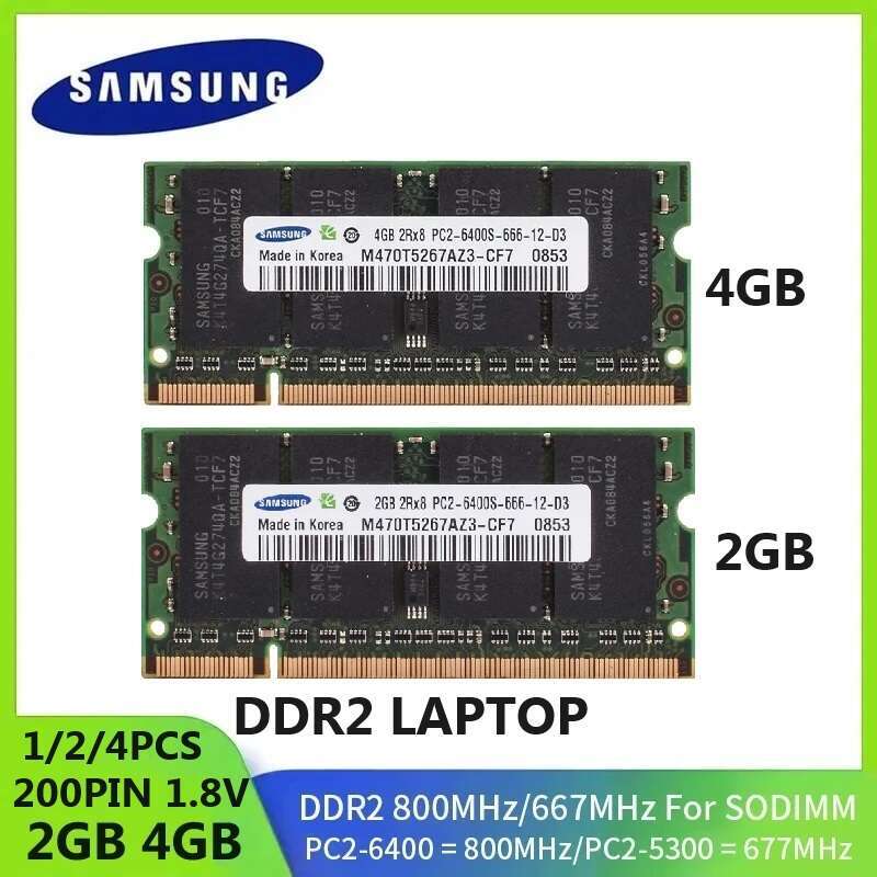 1/2pcs DDR2 Mémoire RAM Notebook sodimm 4 Go 2 Go 667MHz PC2-5300S 800MHz PC2-6400