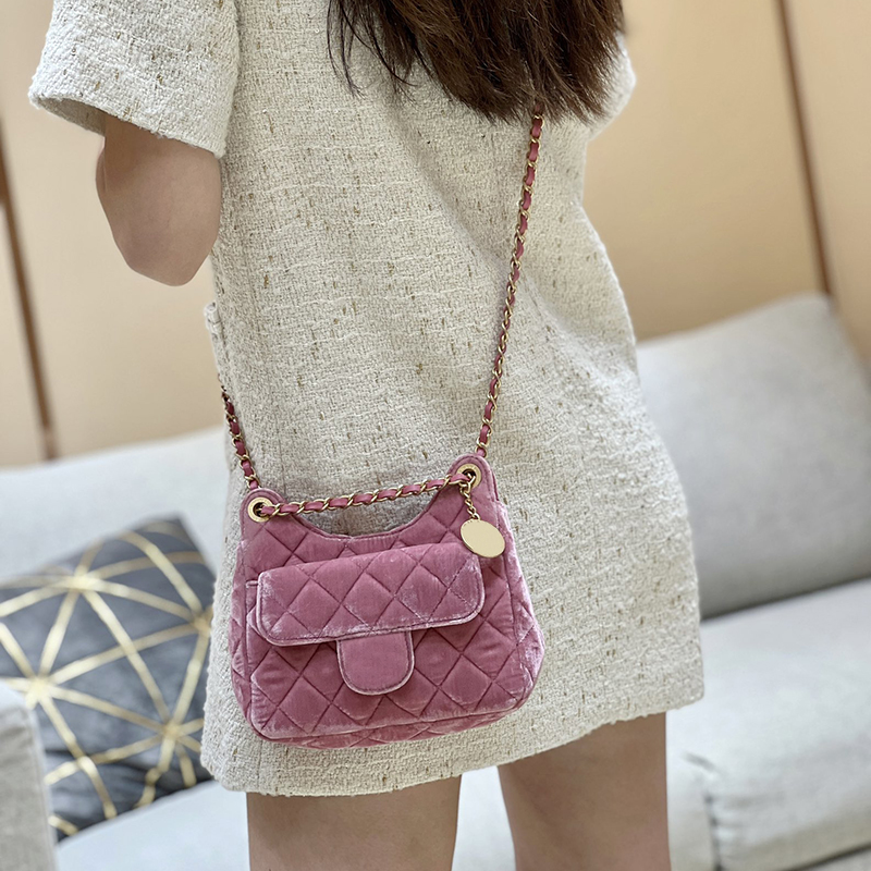 Small Hobo Bag 19CM Tweed Crossbody Designer Bags Mirror Quality Shoulder Bag Designer Woman Chain Bag With Box 24C27C