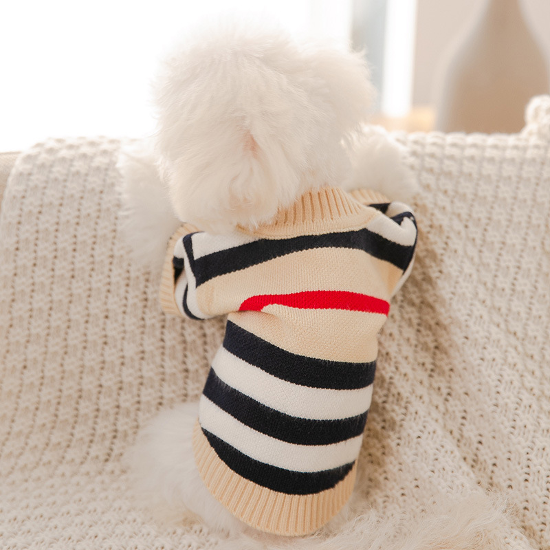 Fashion Dog Clothes Bear Print Cardigan Luxury Knitted Sweater French Bulldog Warm Coat Puppy Outfit Jacket Winter Pet Supplies