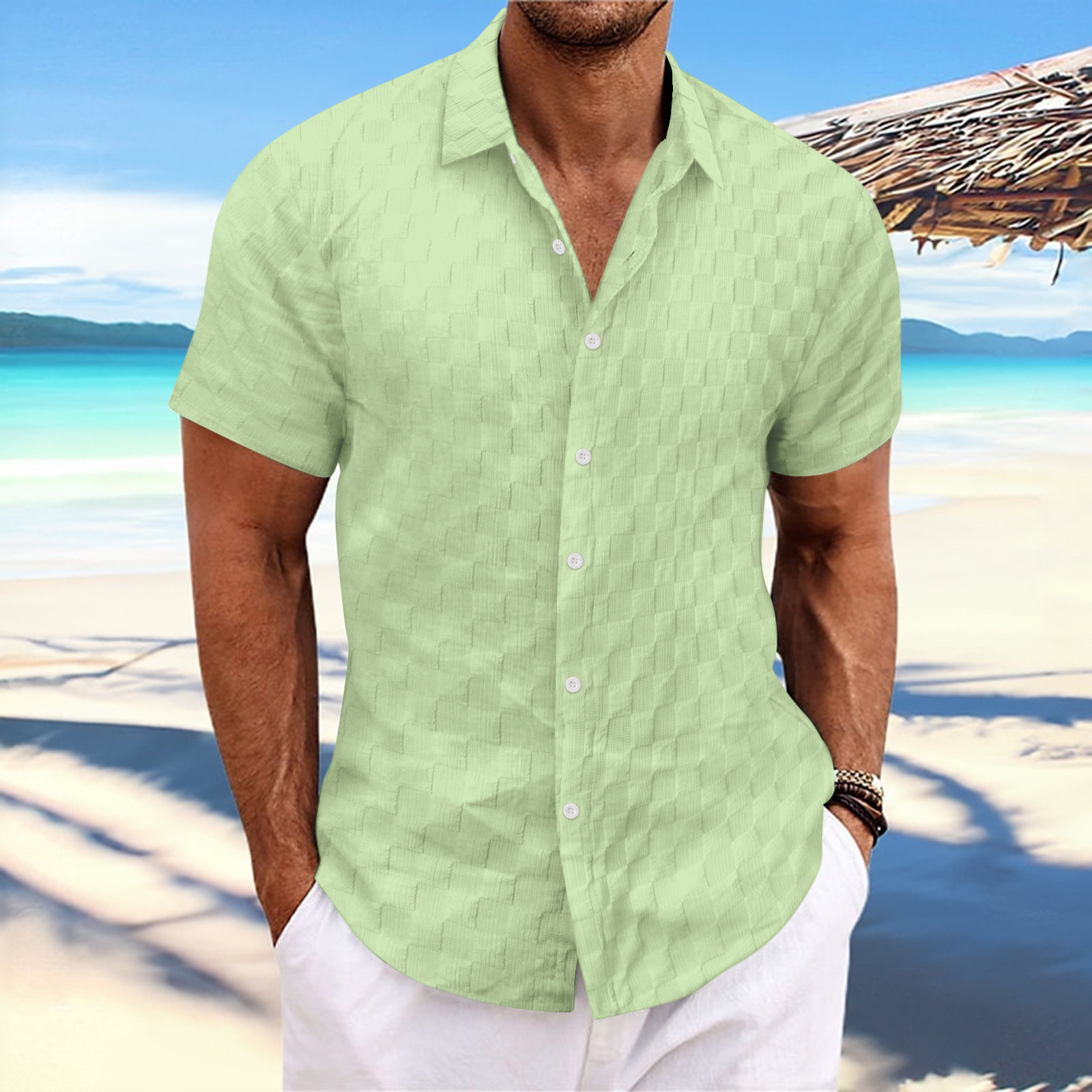 new mens plaid jacquard casual loose short sleeved shirt Designer Pant Hip hop High Street Motorcycle blouse Fashion Trend Unique shirts plus size l,x