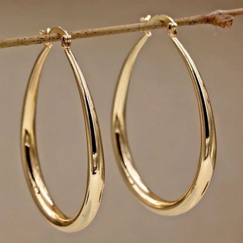 Shine Gold Color Women Earrings Fashion Smooth Hoop Earrings for Women Engagement Wedding Jewelry GiftX240912