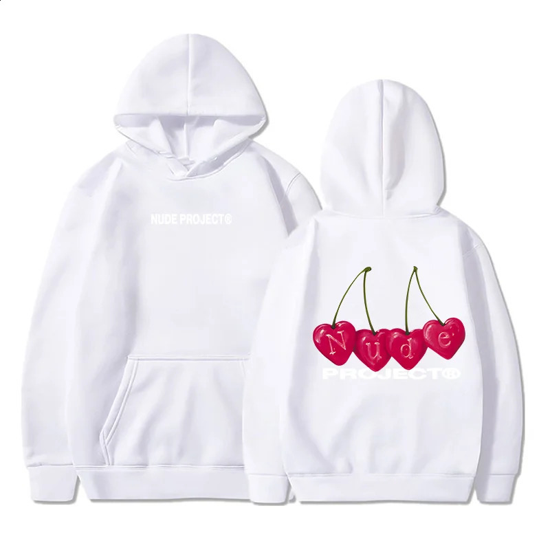 Fashion Hoodie Cherry Nude Project Printed n Roupas Masculinas Harajuku Neutral Pullover Hoodies Clothes 240910
