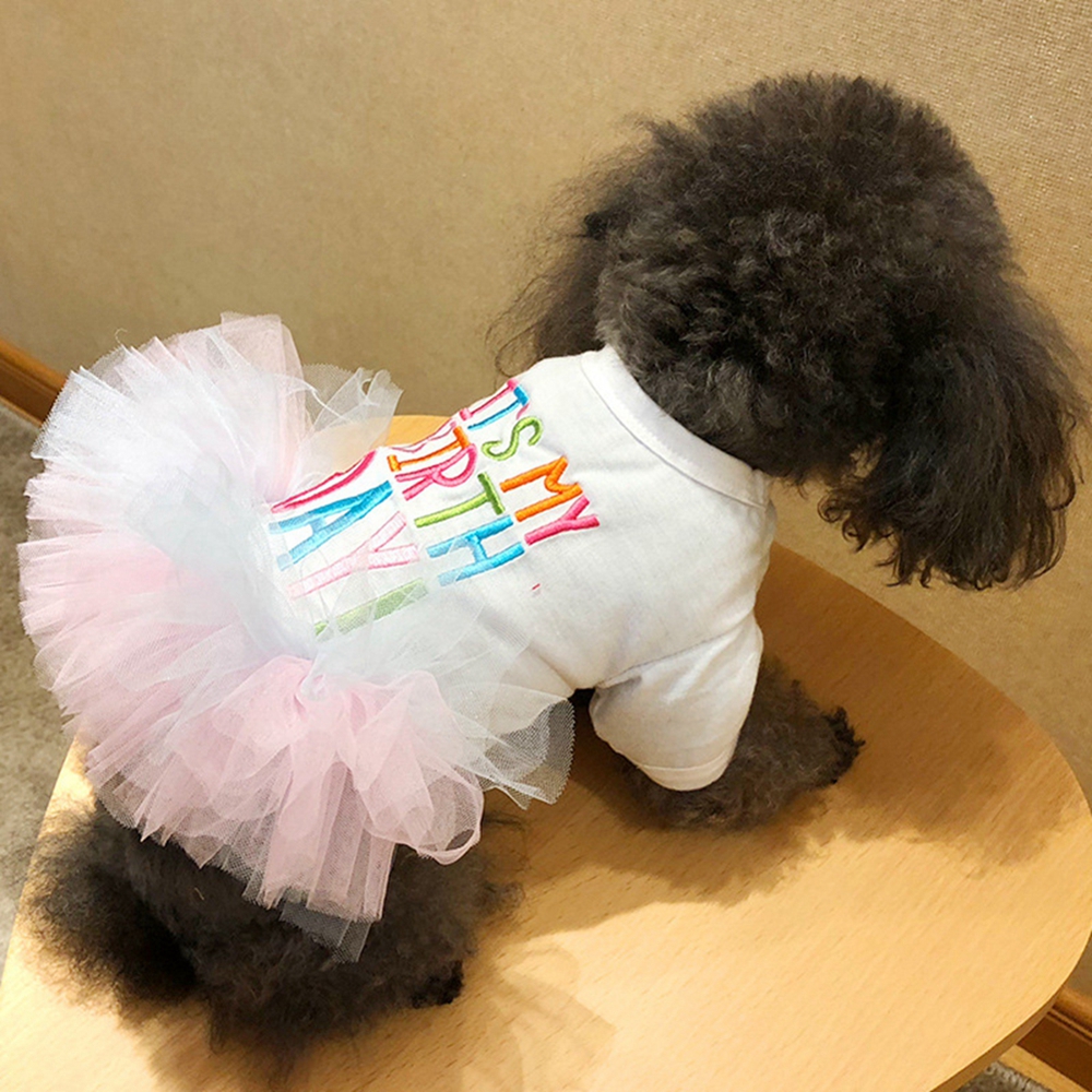 Happy Dog It's My Princess Skirt Tutu Dress for Small Medium Dogs Puppy Birthday Girl Cat Pet Outfit H260129