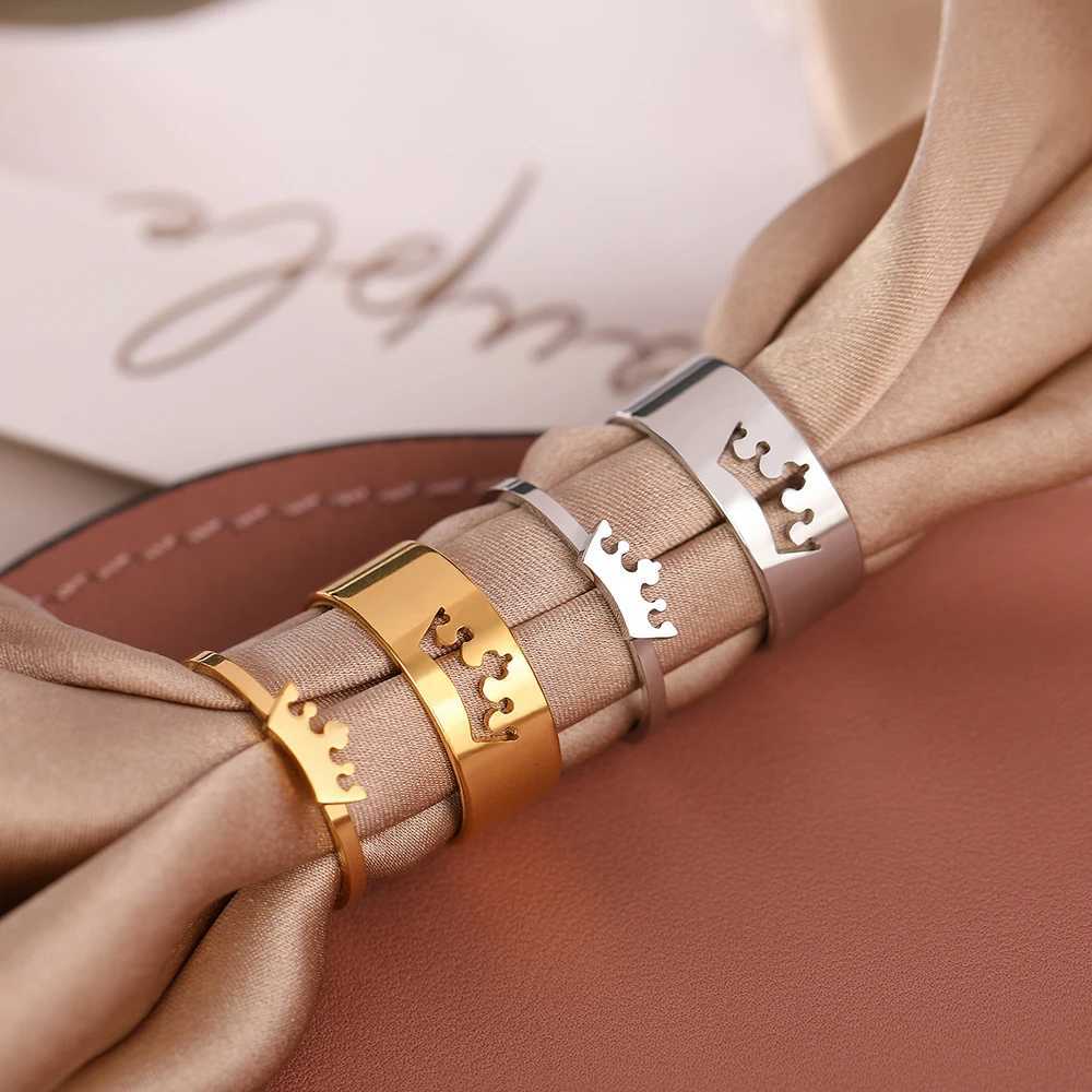 Stainless steel ring classic crown fashionable adjustable couple ring womens jewelry wedding lover girl engagement gift 2PCS/set W240912