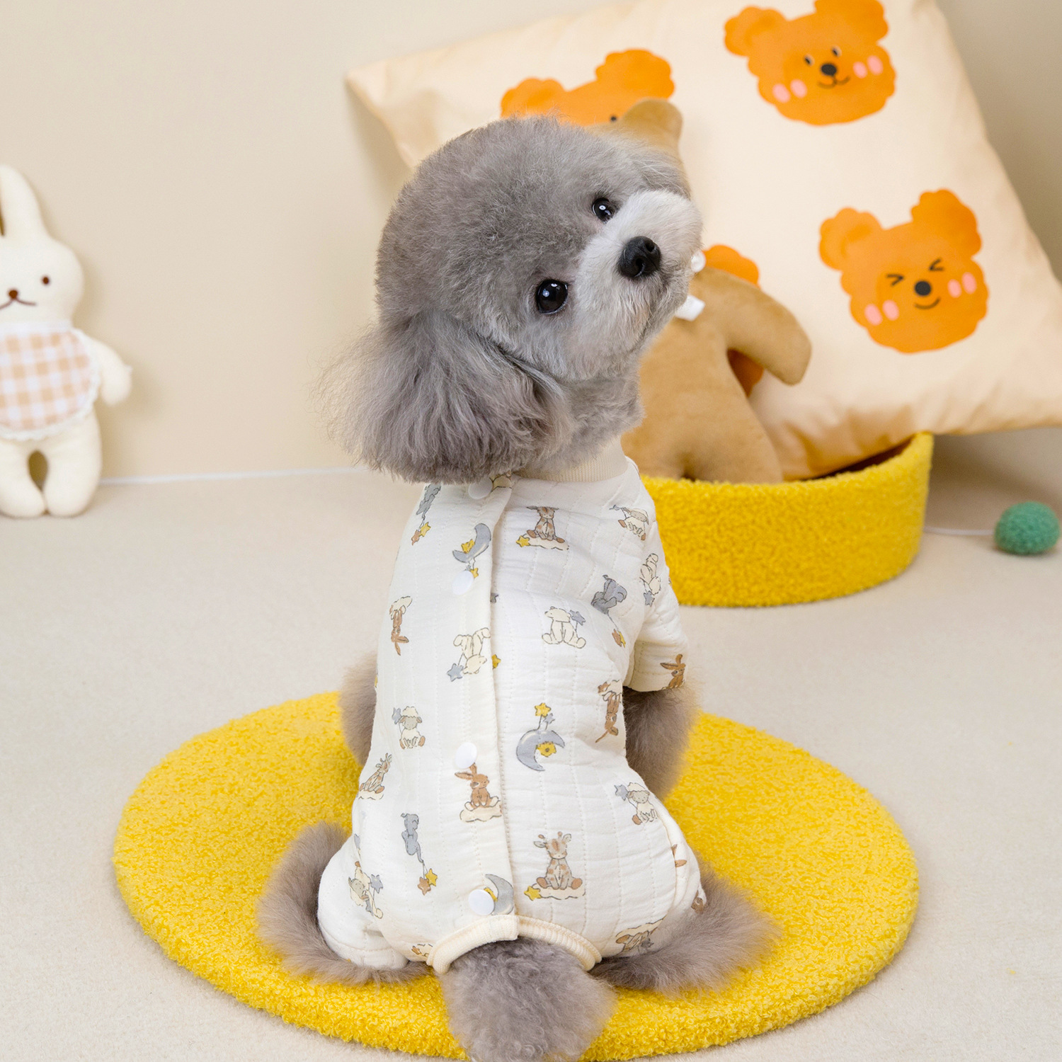 Dog Autumn Winter Floral Jumpsuit Pet Four Legged Pants Clothing for Small Dogs and Cats Thickened Winter Warm Pajamas Puppy