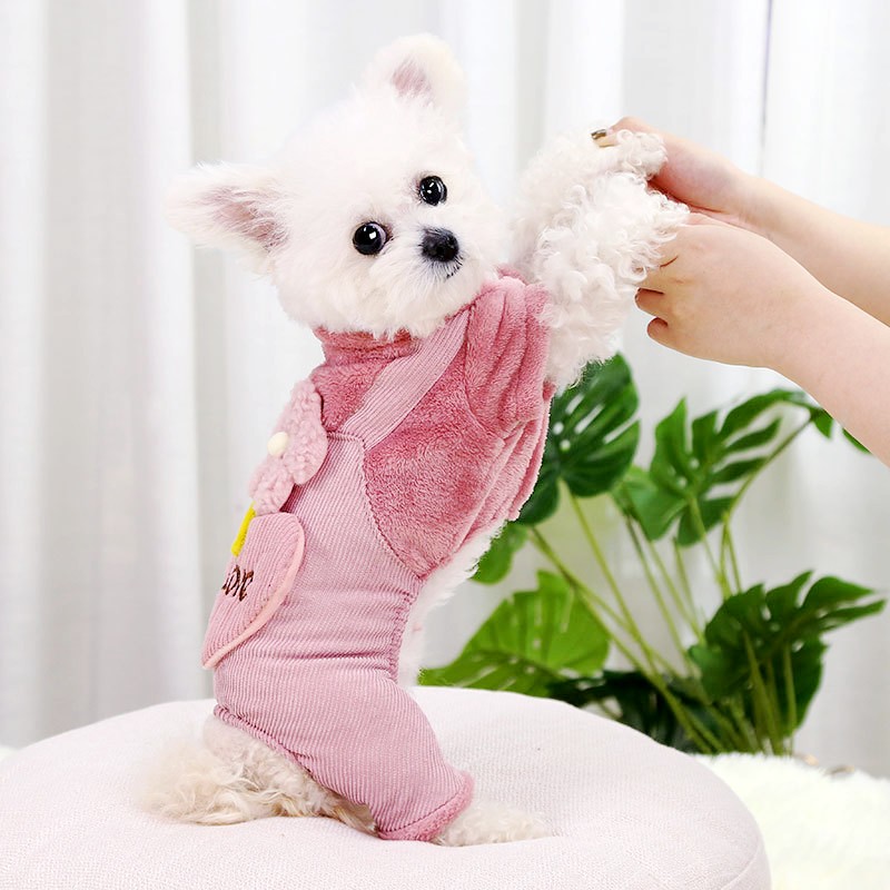 Winter Warm Dog Clothes Fashion Dog Jumpsuit Cute Print Puppy Pajamas Floral Cat Jumpsuits Pet Kitten Overalls Chihuahua Clothes