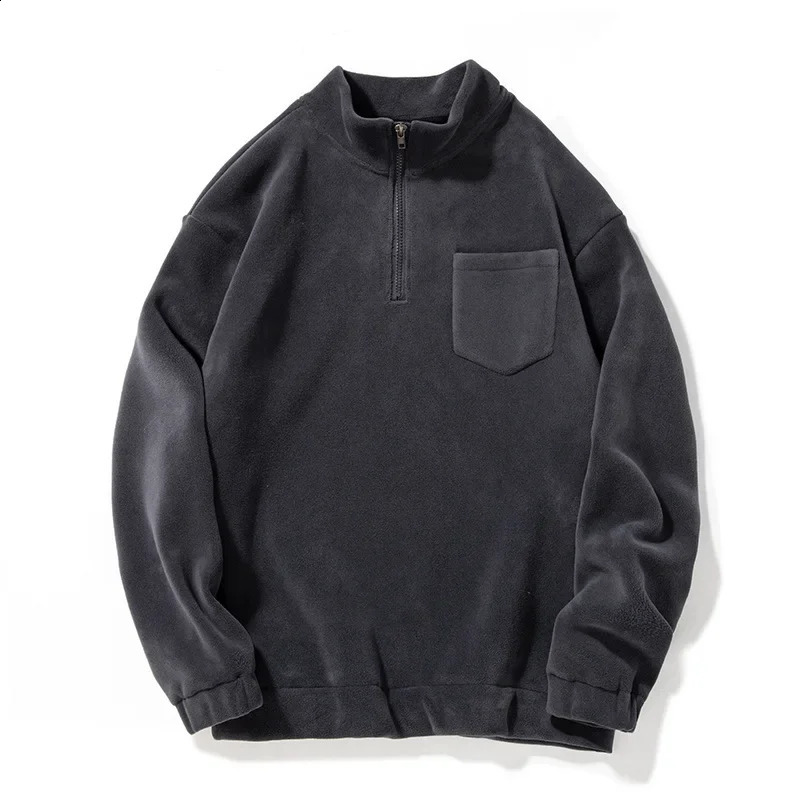 Stand Collar Hoodie Mens Autumn European American Retro Couple Half Zipper Austrian Grain Coat 240909